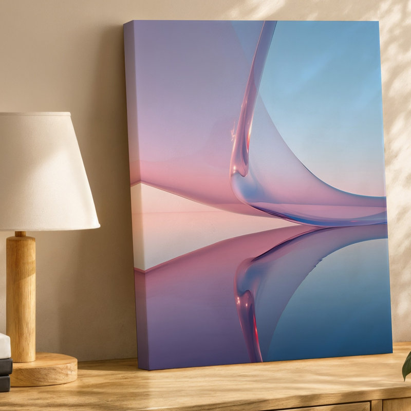 Toile, "abstraite" avec des courbes fluides dans un art mural dégradé de couleurs pastel, H 24 po x l 18 po