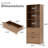 78.7" Walnut Bookcse With 3 Drawers, Display Cabinet With Led Lights