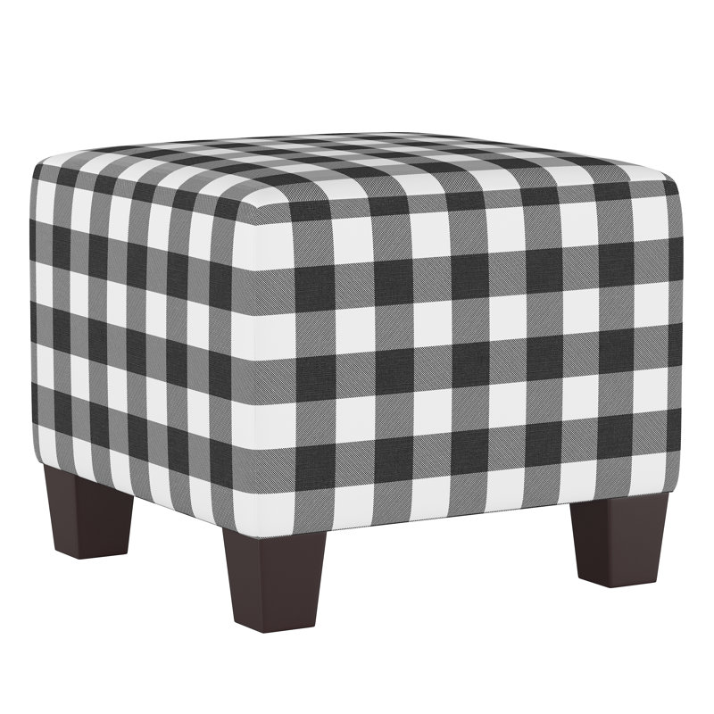 Fernando Upholstered Ottoman, Classic Gingham Black
