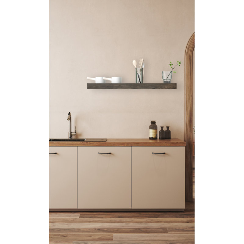 Tablette en bois de chêne Seyon, Gris carbone, H 3 po x l 37 po x P 5 po