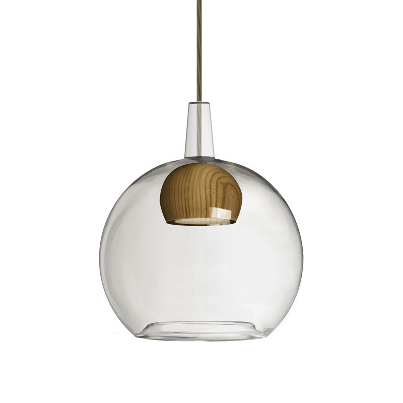 Luminaire sphère suspendu 1 lumières simple Lulu, Transparent / moyen, Bronze
