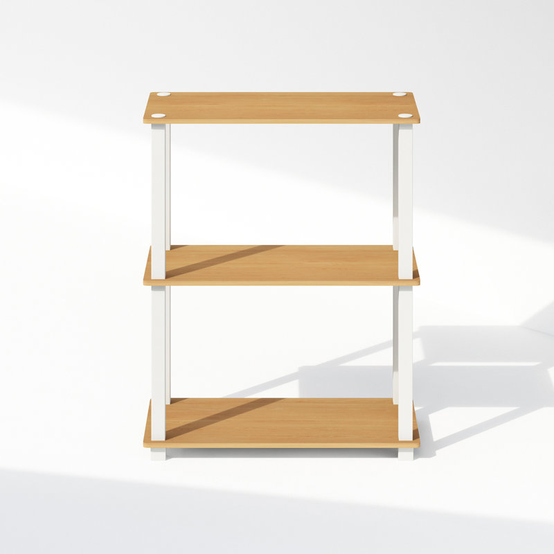 Turn-S-Tube 3-Tier Multipurpose Bookcase, Shelf Display Rack with Square Tube, Beech/White
