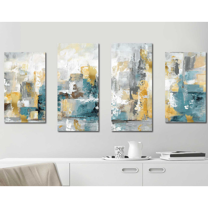 « city views i », reproduction de peinture à l’acrylique à multiples images sur toile, H 30 po x l 56 po x P 1 po