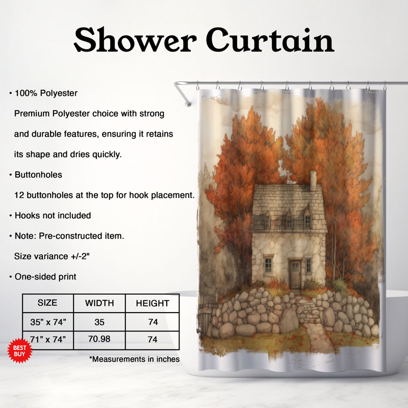 Fulfer Shower Curtain, 74"H x 71"W