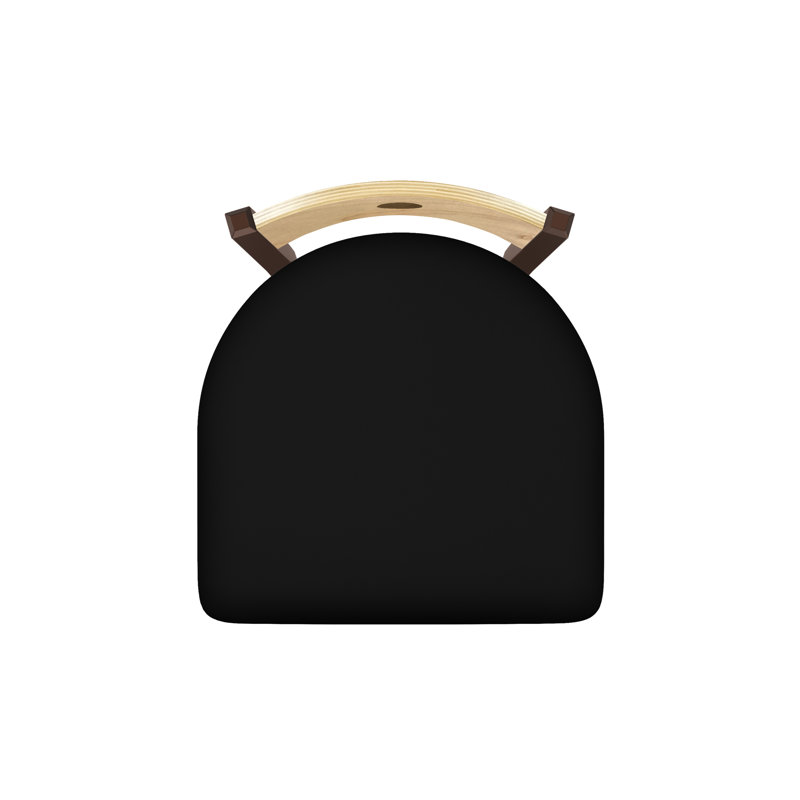 Tabouret pivotant Voltaire, 25, Bronze, Siège en vinyle noir / dossier en érable naturel