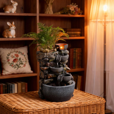 Tabletop Waterfall Fountain Relaxed Sound for Home Deocration