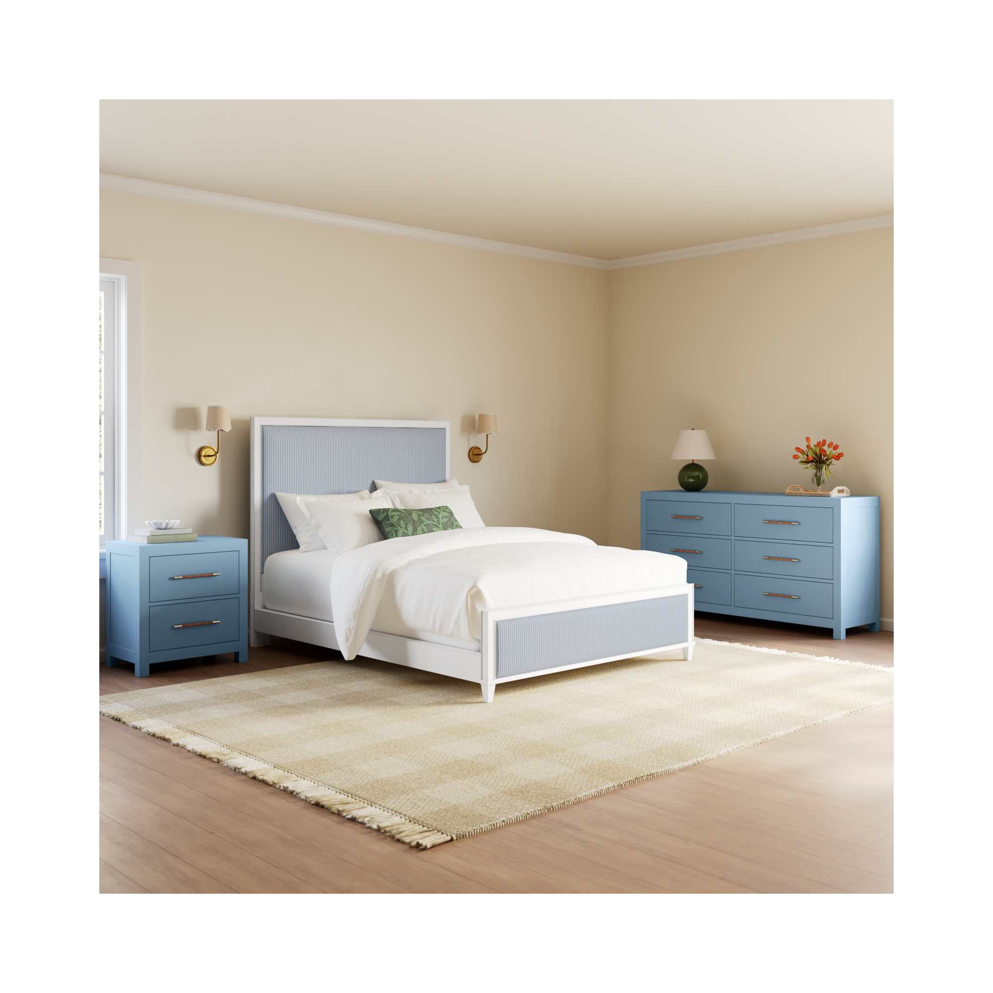Lana Bedroom Set With Blue Blue Dresser And Blue Nightstand, Queen