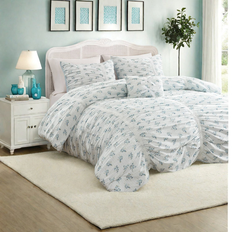 Striped and Floral Comforter Set