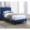 Lit double avec tête de lit ajustable 1 pièce, meubles de chambre à coucher pour enfants en velours bleu marine