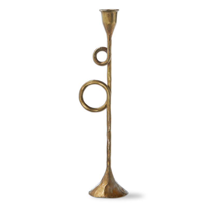 Emile Taper Candle Holder Large Gold Iron Christmas, 13.5" H x 3" W x 3" D