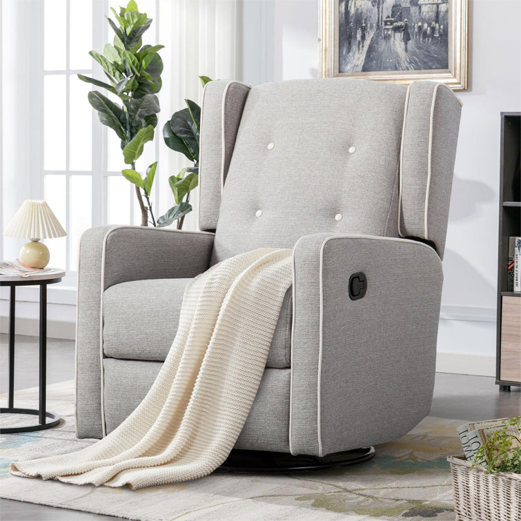 Wykoff 30'' Wide Modern and Overstuffed Swivel and Rocker Manual Recliner with Wing Back