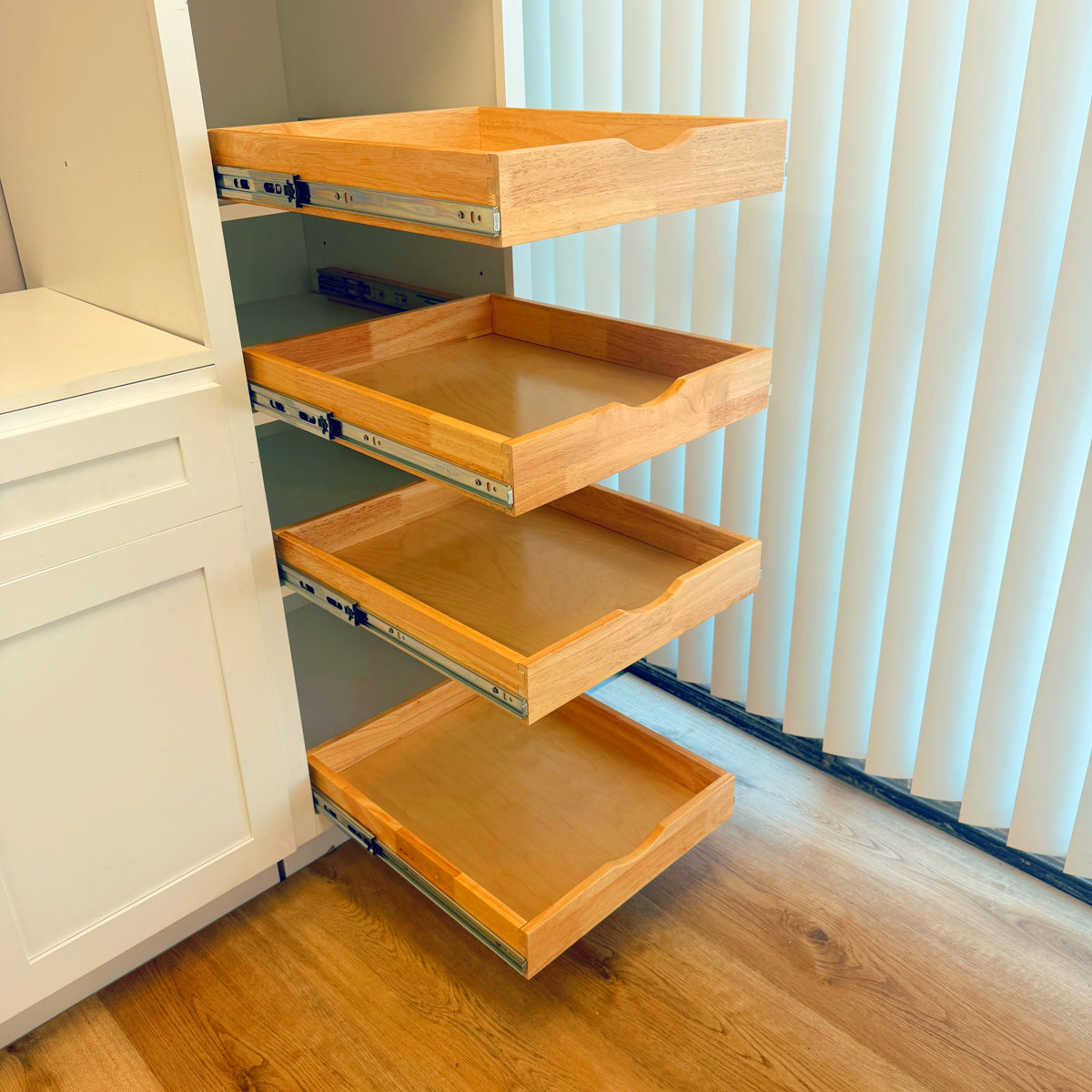 Prestridge Pre-Assembled Solid Wood Pull Out Cabinet Organizer Drawer with Soft Close Full Extension Slides, 15-inch