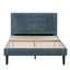 King Size Platform Bed Frame, Geometric Stitched Velvet Upholstered Headboard, Solid Wood Slat Support with Central Support Legs, Low Profile Bed Frame No Box Spring Required