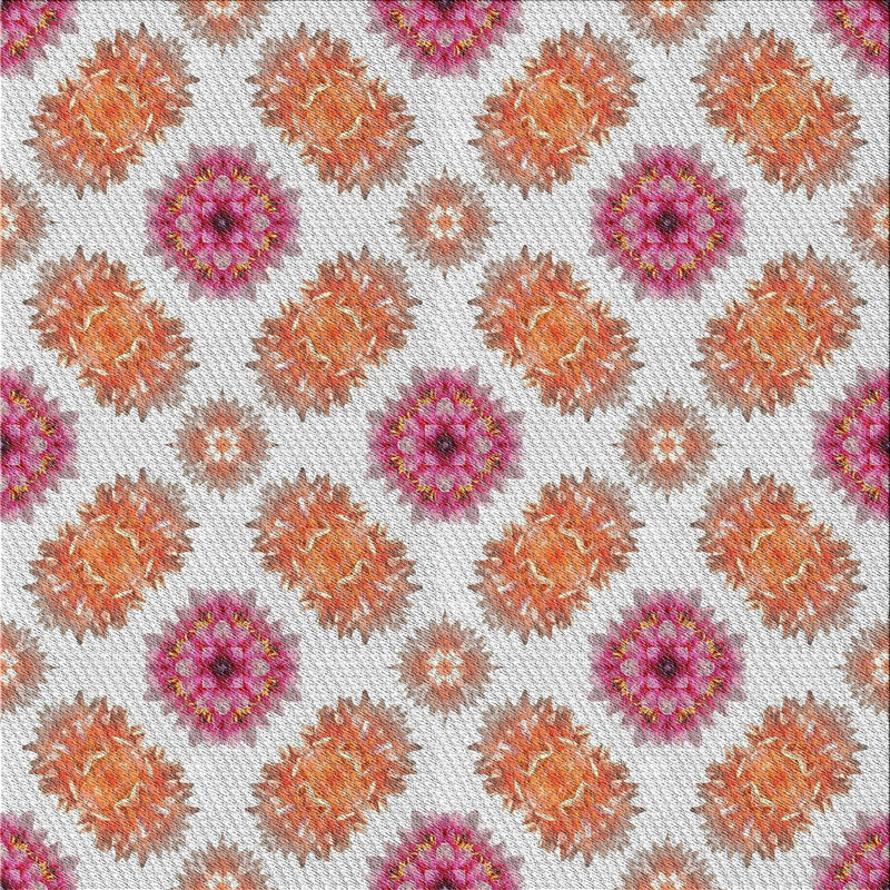 Tapis floral floral orange, Carré 6 pi