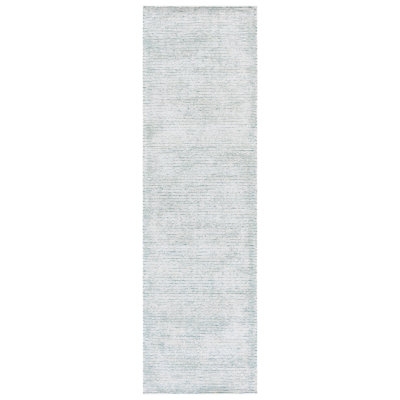 Soho 178 Hand Tufted Viscose/Wool No Pattern Rug in Turquoise/Ivory