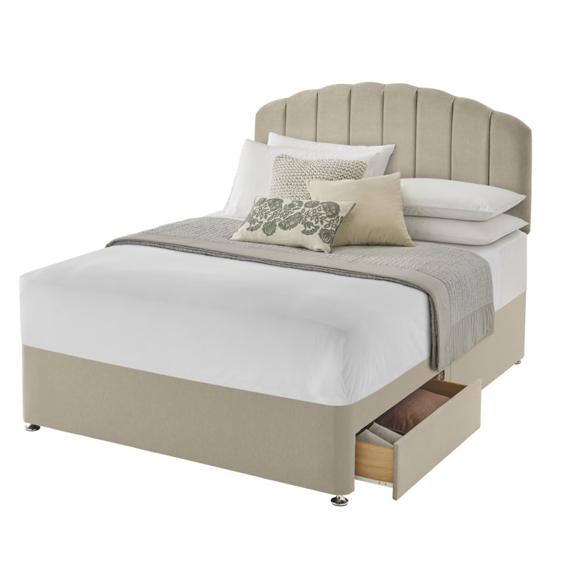 Silentnight upholstered premium Divan bed - base only, 2 Drawers, Single (3'), Sand