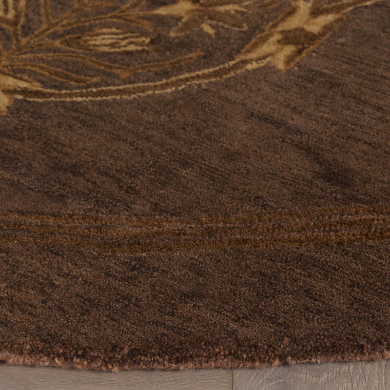 Calhoun Hand Tufted Wool Pile Oriental Rug, Round 8'