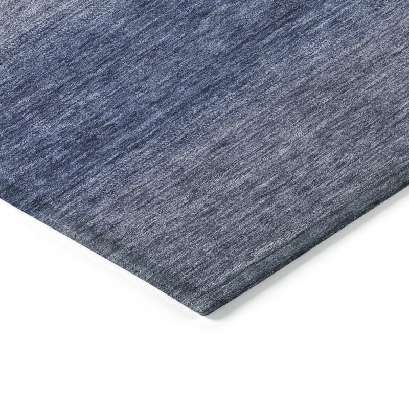 Blue Rectangular Washable Synthetic Striped Rug 3' x 5'