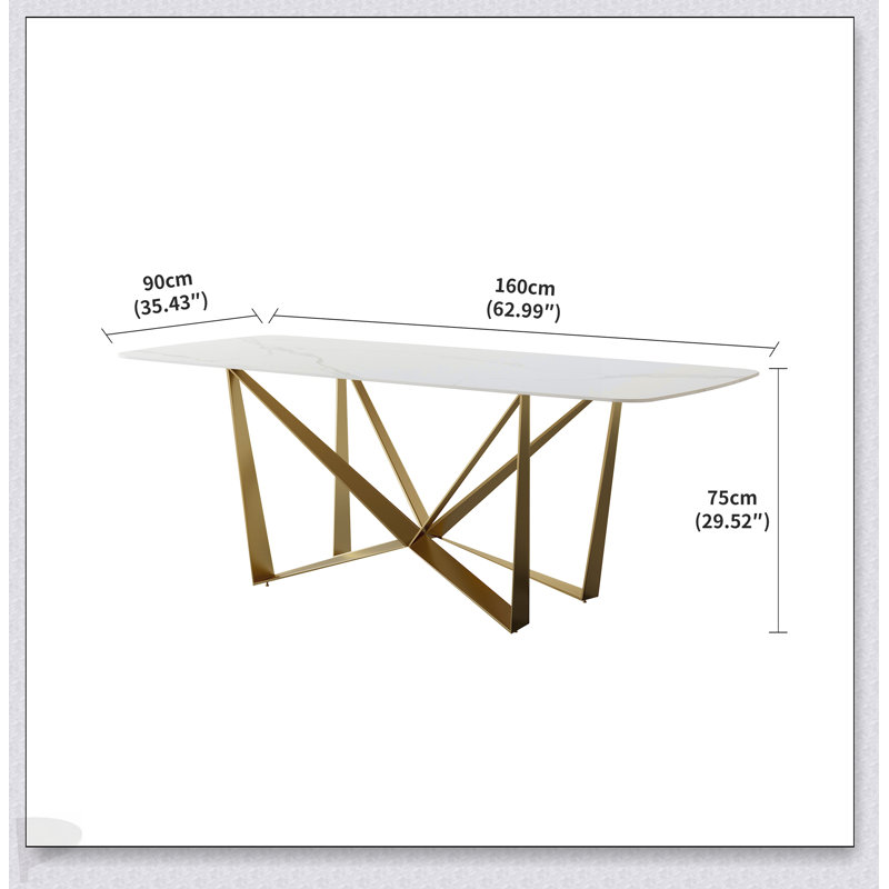 Table de salle à manger avec surface en pierre Snow Mountain polie - durable et élégante
