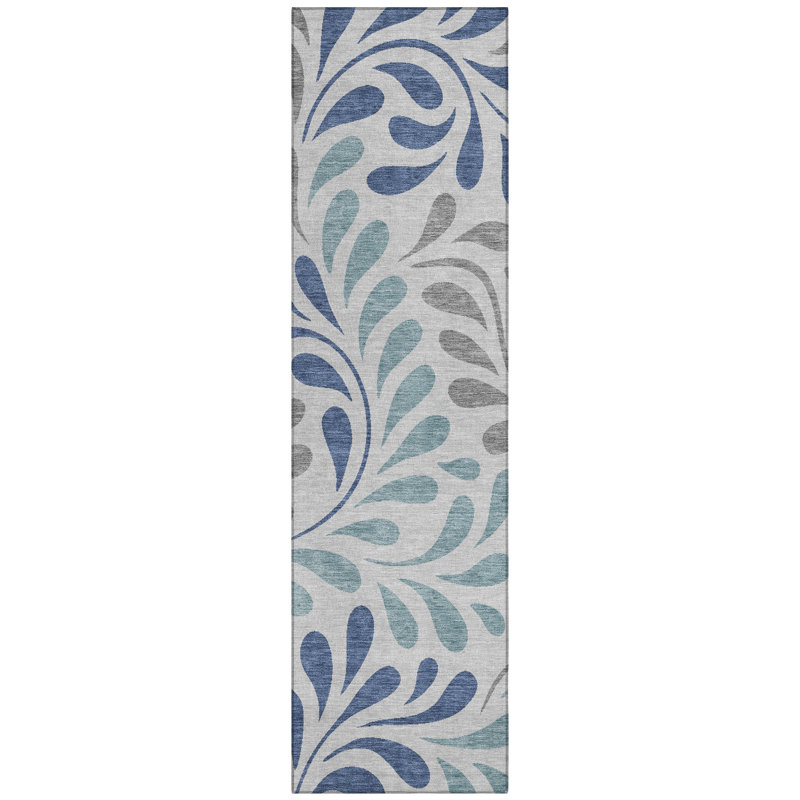 Machine Washable Indoor/Outdoor Lanphear ACN2411 Botanical Rug, Runner 2'3" x 7'6"