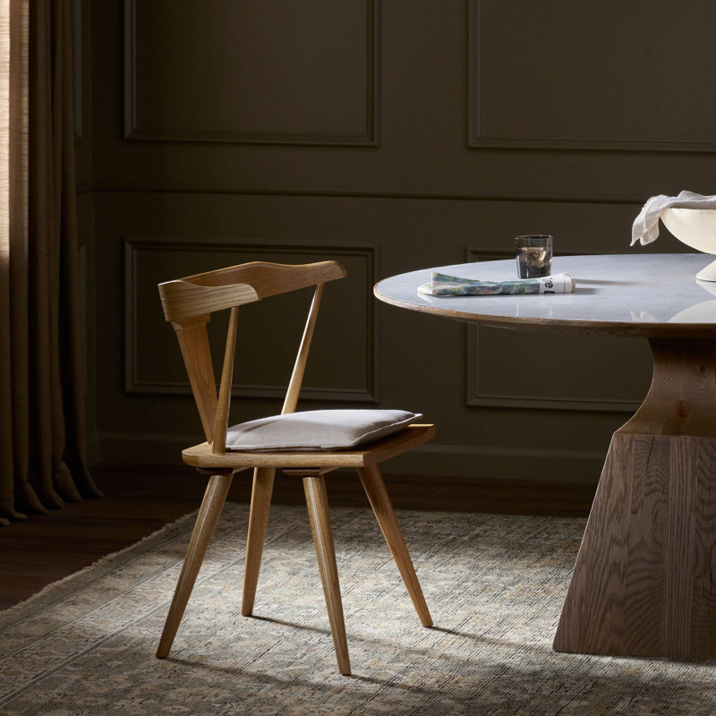 Ripley Dining Chair with Cushion, Whiskey Saddle, White