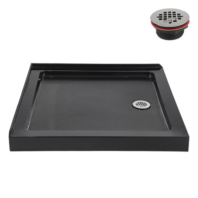 Streamline NT-2151-36BL-RH 36 in. x 36 in. Corner Acrylic Shower Base in Glossy Black with Right Hand Drain, Drain Included