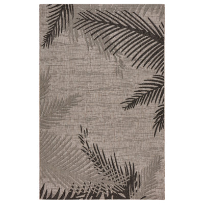 Tapis d'extérieur durable à tissage plat noir / gris Fern