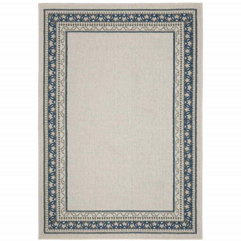 Tapis intérieur / extérieur beige / bleu Inessa, Rectangle 6 pi 7 po x 9 pi 2 po