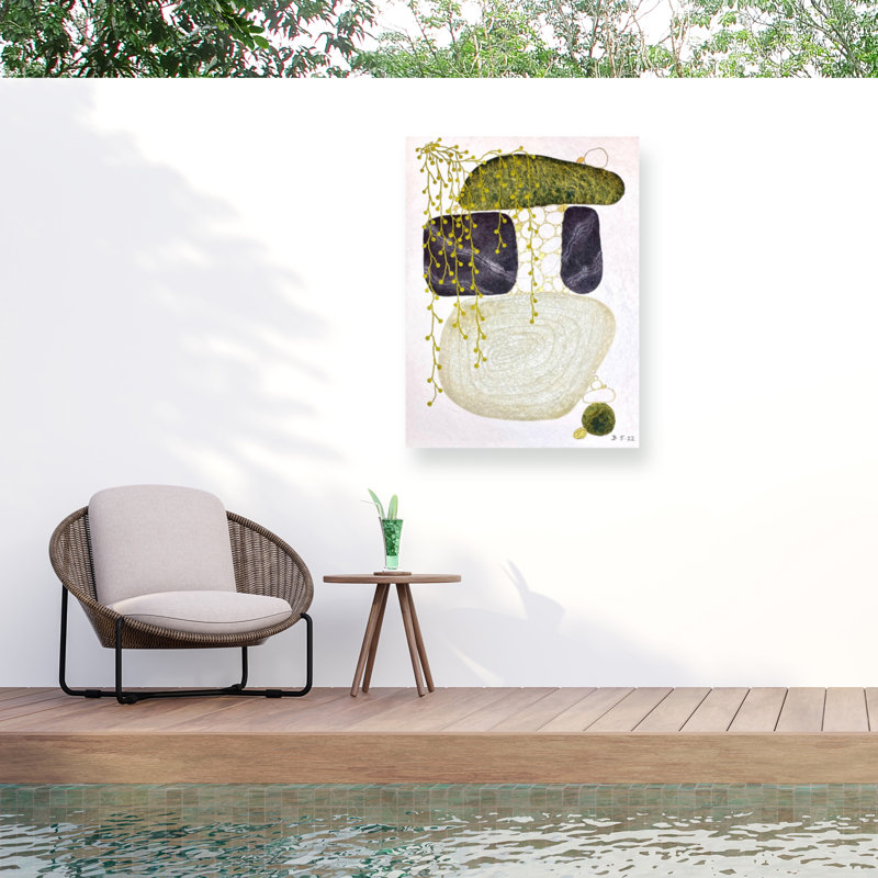 Jocelyn Benford Mossy Stones avec toile d'extérieur rose, H 14 po x l 19 po