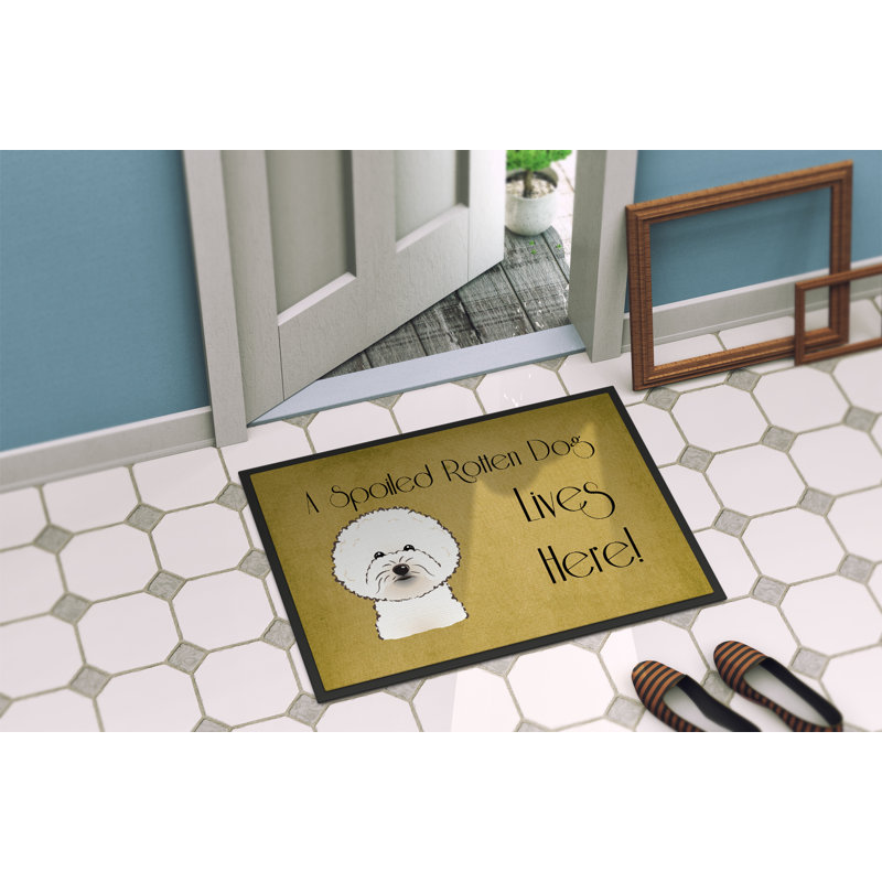 Tapis d'extérieur antidérapant Washingtonville Bichon Frise, Rectangle 1 pi 6 po x 2 pi 3 po