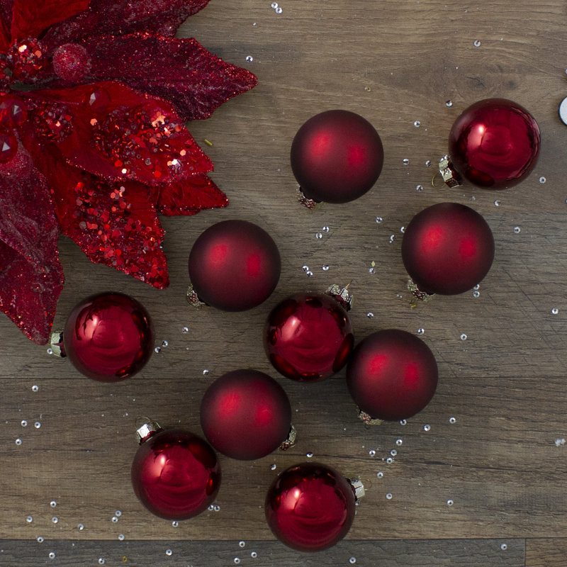 Ornements en forme de boule de Noël 10 carats à 2 finitions, Rouge
