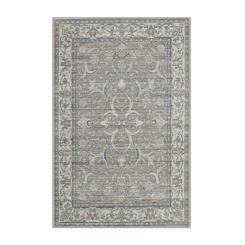 Tapis traditionnel bleu / gris Danae, Rectangle 5 pi x 7 pi