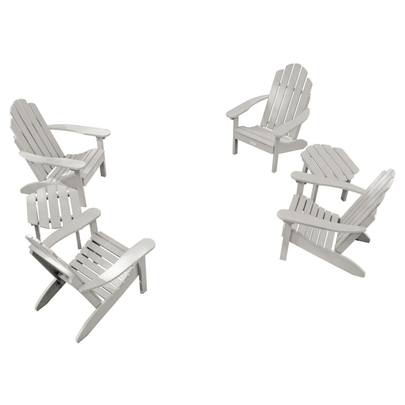 Anette Outdoor Adirondack Chair With Table, Harbor Gray