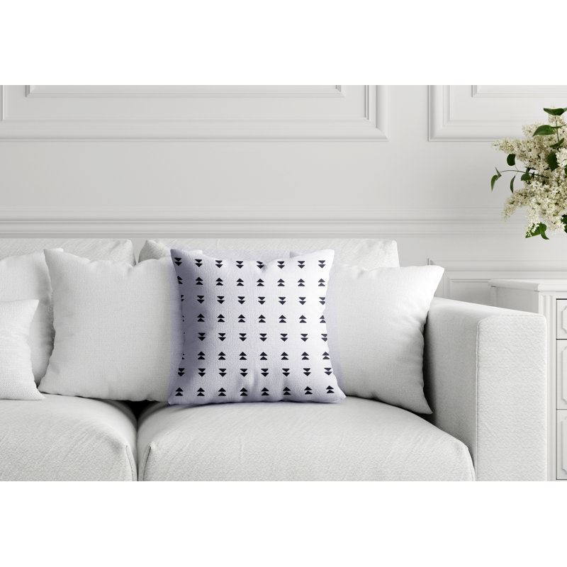 Housse de coussin d'intérieur en tissu fantaisiste noir et blanc Fanti, 18" x 18"