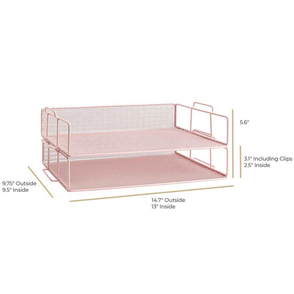 Blu Monaco 5 Piece Pink Office Supplies Desk Organizer Set