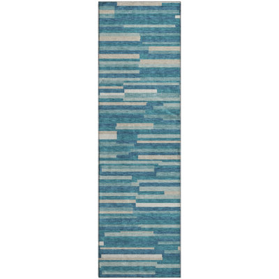 Premium Machine Washable Prisco Teal Rug