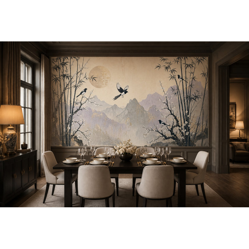 Papier peint chinois amovible chinois, 100 po x 96 po, Texturé non collé