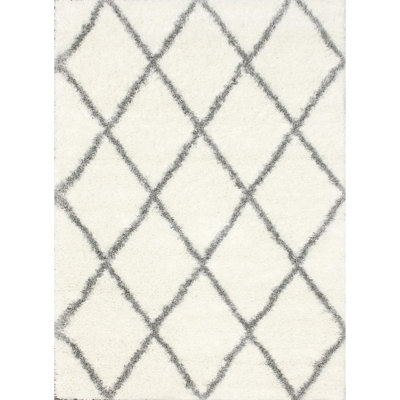 Chaparro Geometric Shag Gray/White Area Rug