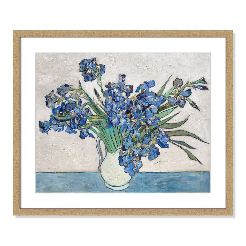 Imprimé iris bleu par Vincent Van Gogh, Cadre naturel encadré, Blanc, H 25,5 po x l 21,5 po