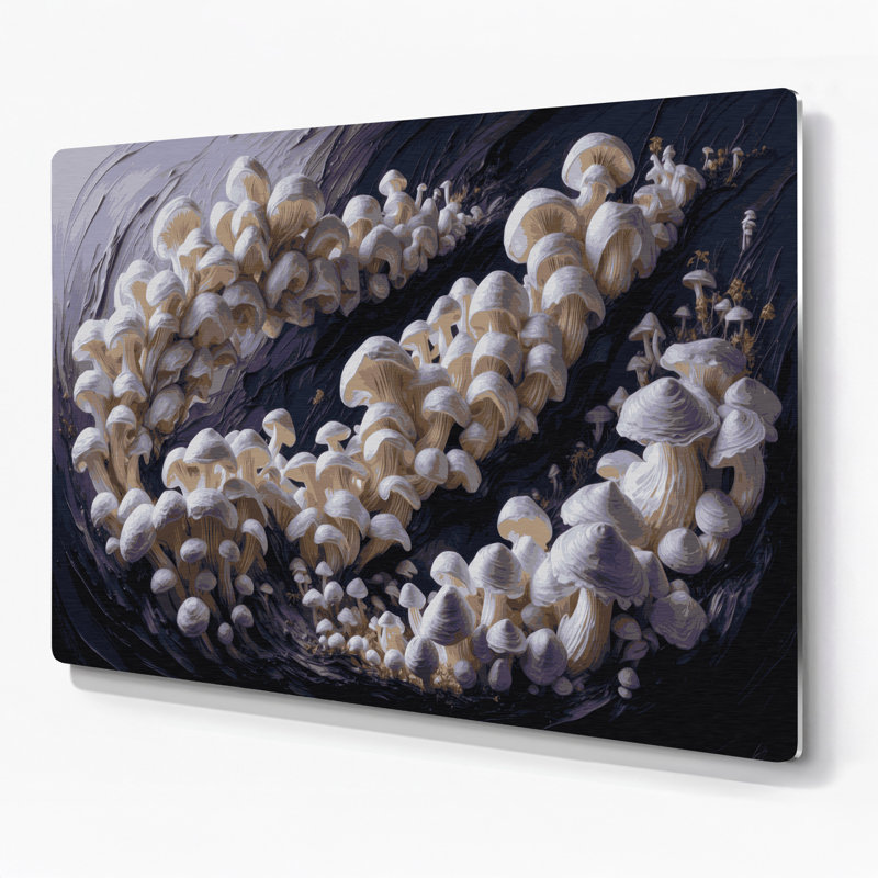 Art mural en métal légumes et huître champignon mauve, H 20 po x l 30 po