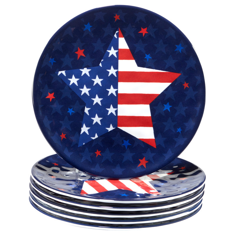 Certified International Stars & Stripes  Set/6 Salad Plate 9"