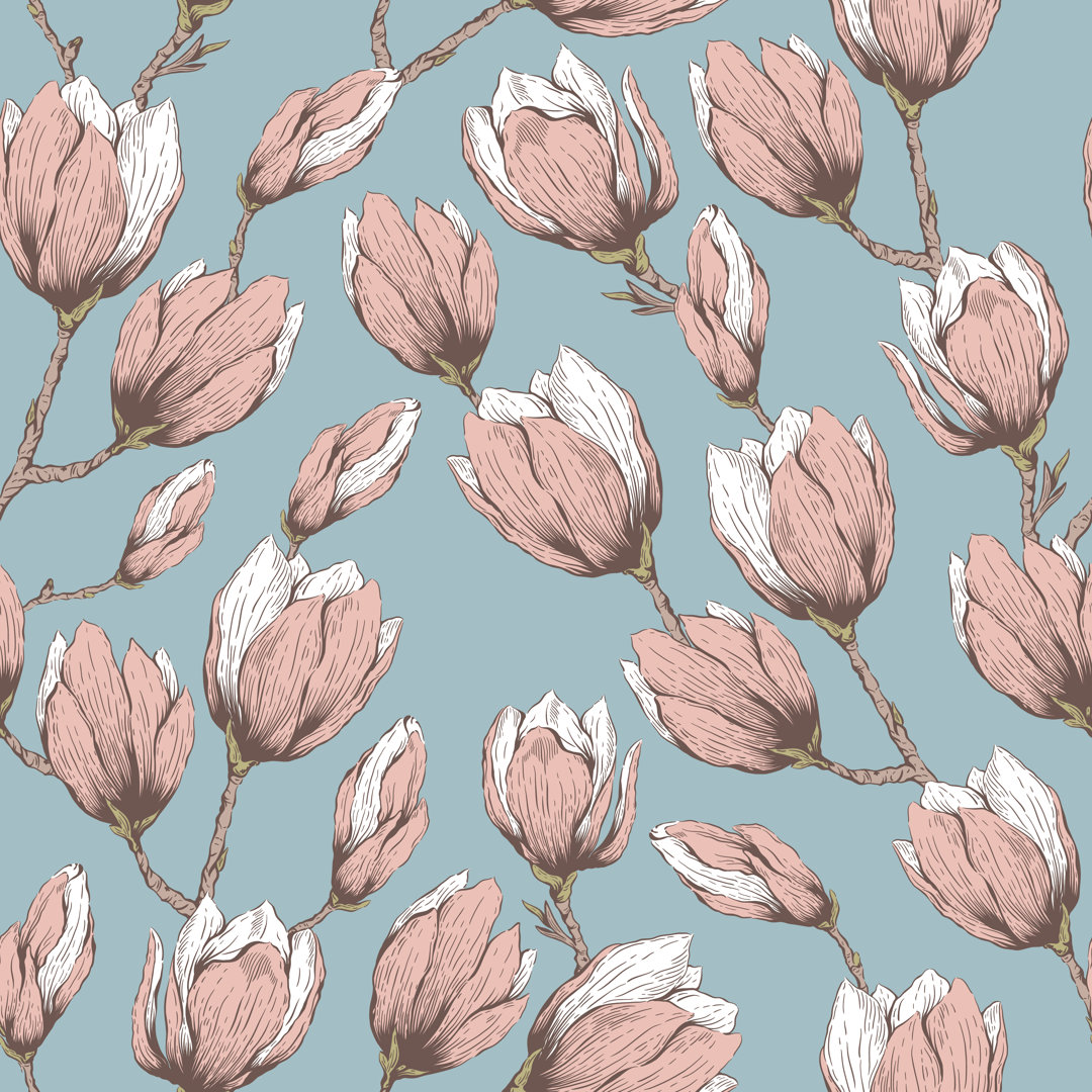 Magnolia Seamless Pattern von JalloM - Kunstdrucke auf Leinwand