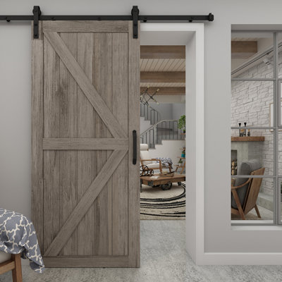 Artisan 37'' x 84'' Solid + Manufactured Wood Paneled without Installation Hardware Kit Barn Door