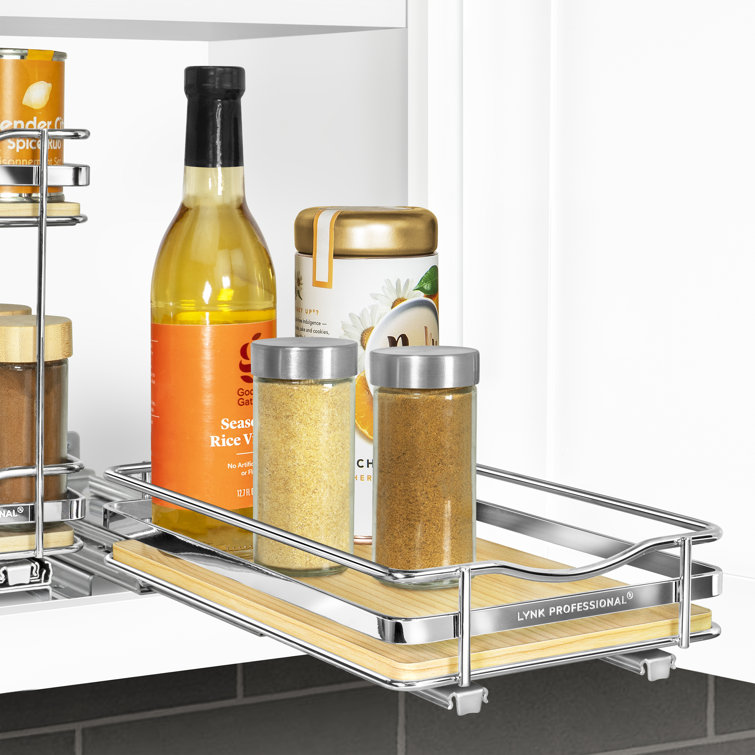 LYNK PROFESSIONAL 6-1/4 Wide Pull Out Spice Rack Organizer for Cabinet,  Slide Out Shelf, Chrome 