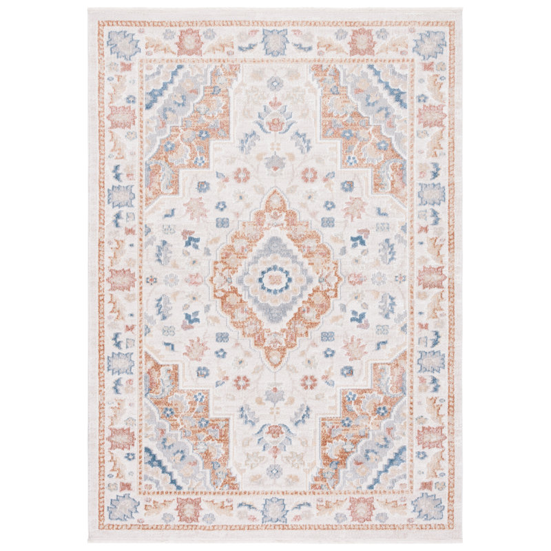 Mayhill Oriental Area Rug in Beige/Rust/Blue, Rectangle 8' x 10'