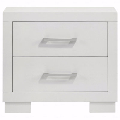 2-Drawer Rectangular Bedroom Nightstand With Bar Handle Pulls