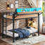 Lit superposé simple en métal avec tablettes de rangement, panneau perforé, ports USB et lumières DEL-133702061