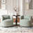 Sydney  Teal 34" Wide Textured Linen Weave Upholstered Swivel Barrel Chair (Set Of 2)-472380529