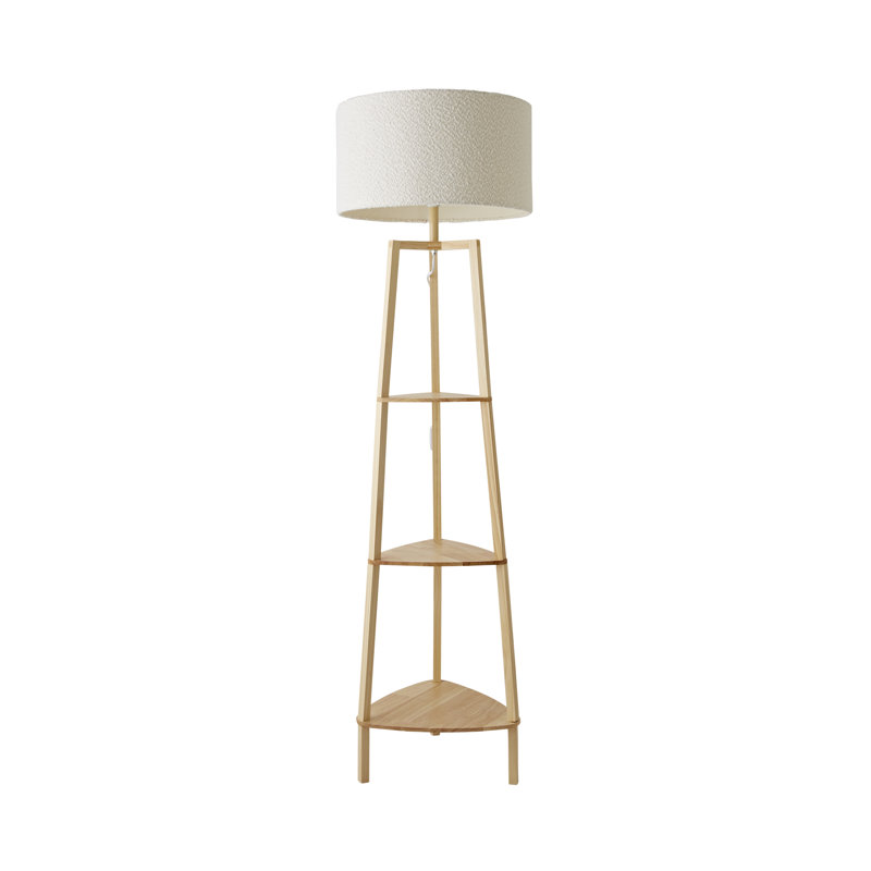 Amandip 137.5cm Tray Table Floor Lamp, Natural, Cream, No
