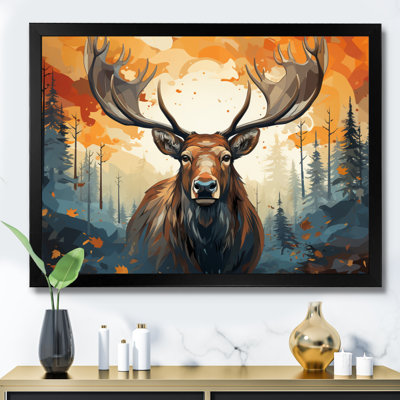 " Brown Orange Moose Majestic Geometric I "
